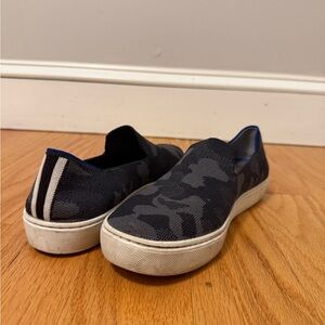 Rothy's Black and Gray Camouflage Slip-On Sneakers